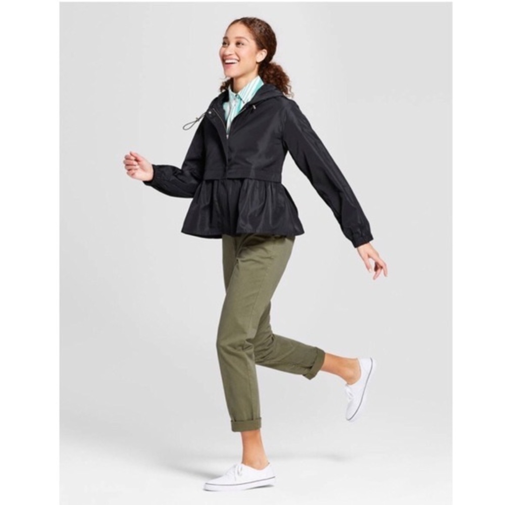 A New Day - Black Hooded Peplum Anorak Jacket, Size XXL (Runs Small)